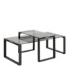 KATRINE Coffee Table Set with Smoked Glass Top