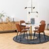 CORBY Round Dining Table with Marble Top & Gold Base - Image 4