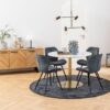 CORBY Round Dining Table with Marble Top & Gold Base - Image 5