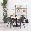 CORBY Round Dining Table with Marble Top & Black Base - Image 6