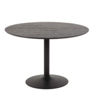 IBIZA Round Dining Table with Black Ash Top & Matt Black Base