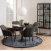 IBIZA Round Dining Table with Black Ash Top & Matt Black Base - Image 8