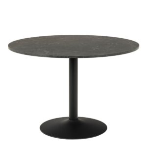IBIZA Round Dining Table with Black Top & Matt Black Base