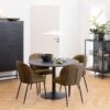IBIZA Round Dining Table with Black Top & Matt Black Base - Image 6