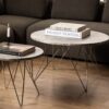 PRUNUS Round Coffee Table with Grey & Brown Marble Top - Image 7