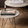 PRUNUS Round Coffee Table with Grey & Brown Marble Top - Image 6
