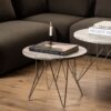 PRUNUS Round Side Table with Grey & Brown Marble Top - Image 6
